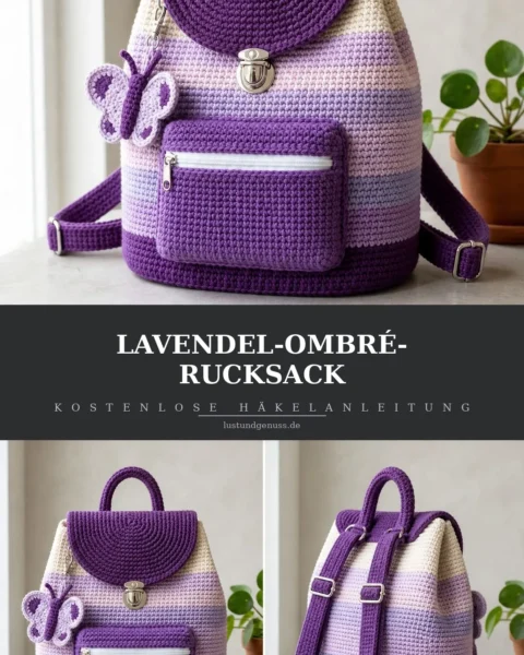 Lavendel-Ombré-Rucksack häkeln