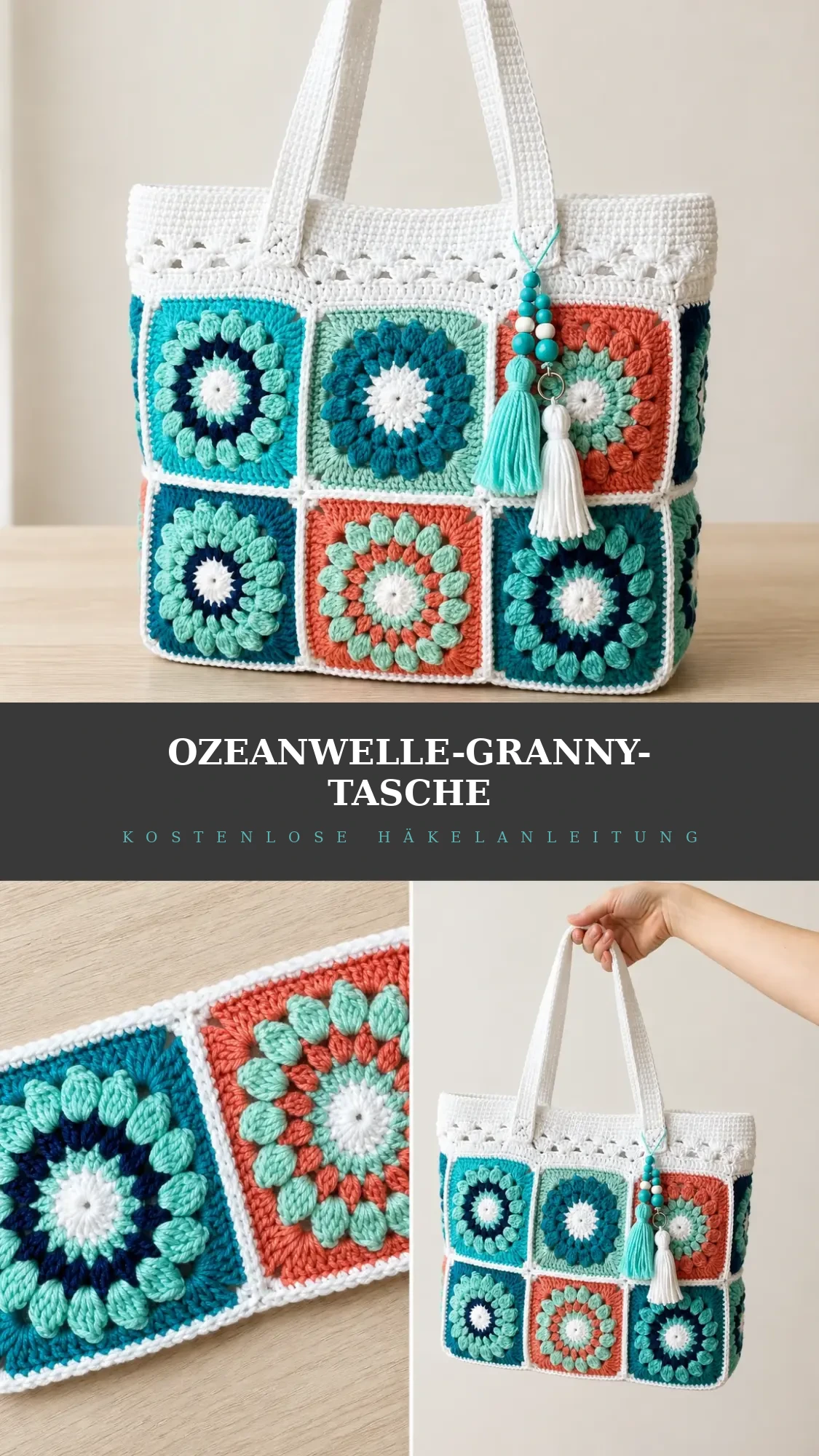 Ozeanwelle-Granny-Tasche häkeln