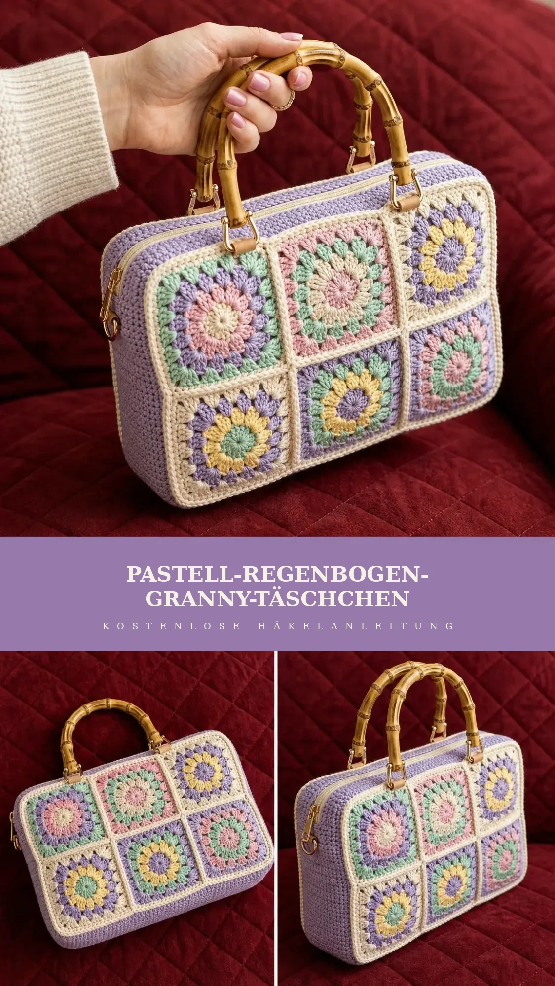 Pastell-Regenbogen-Granny-Täschchen häkeln