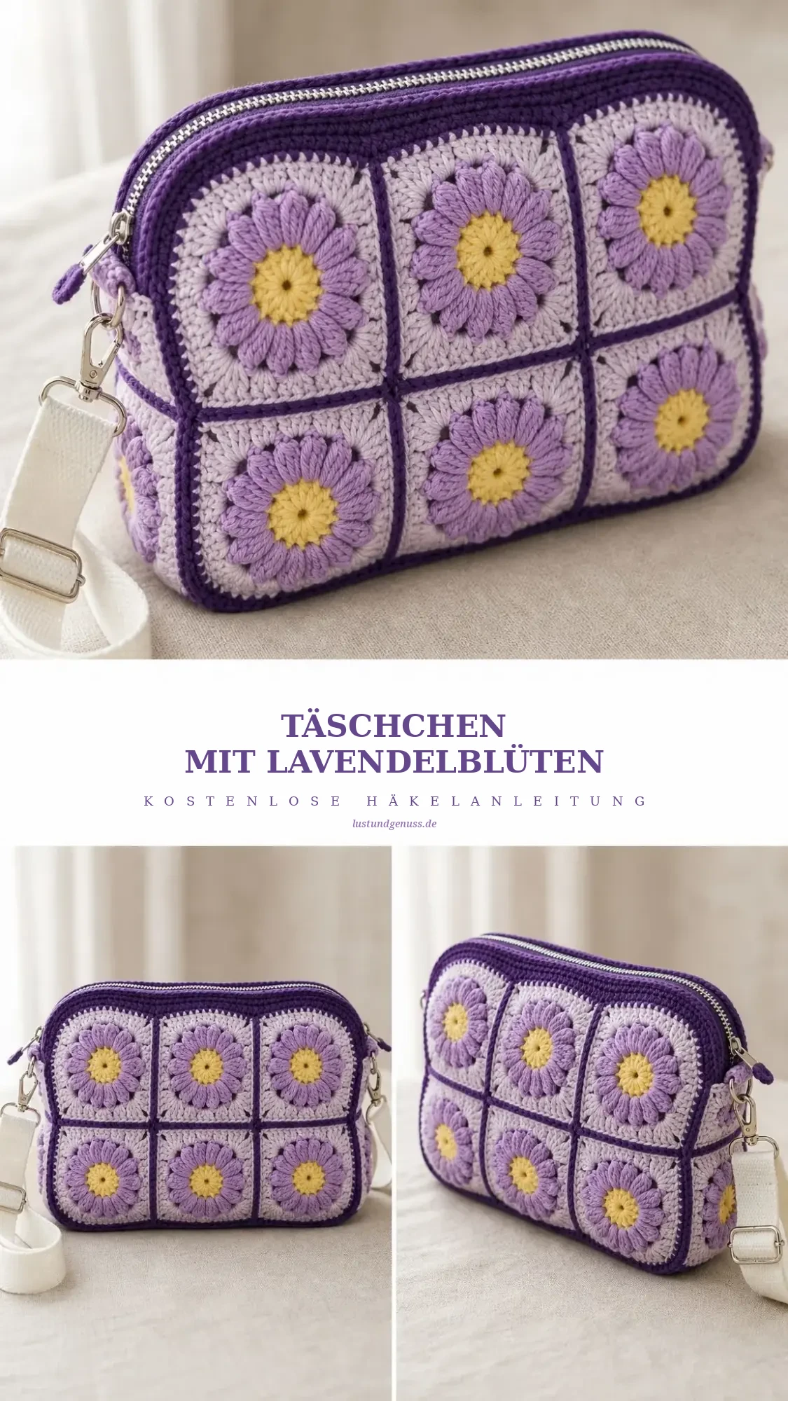 Täschchen mit Lavendelblüten häkeln