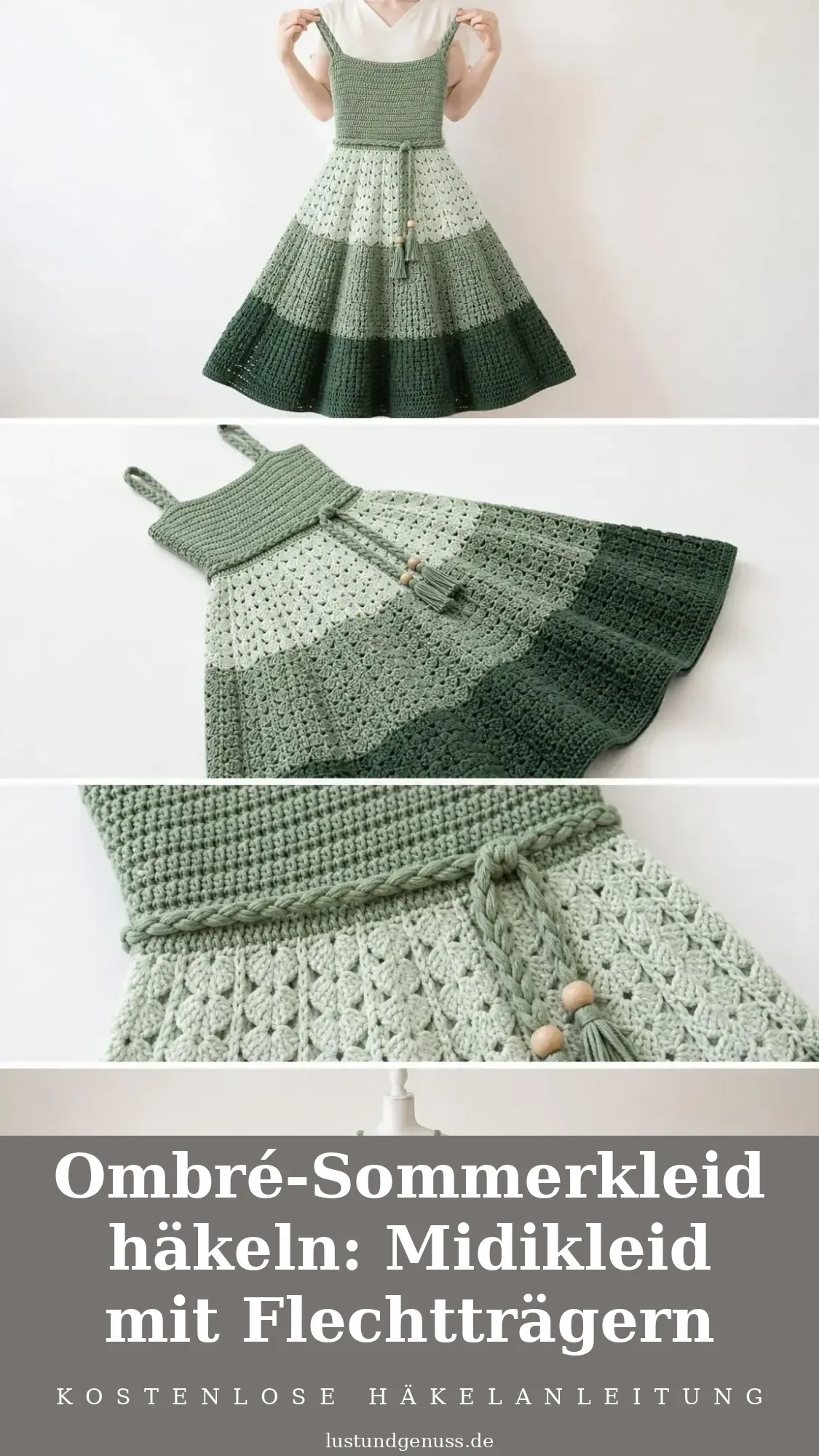 Ombré-Sommerkleid häkeln: Midikleid mit Flechtträgern