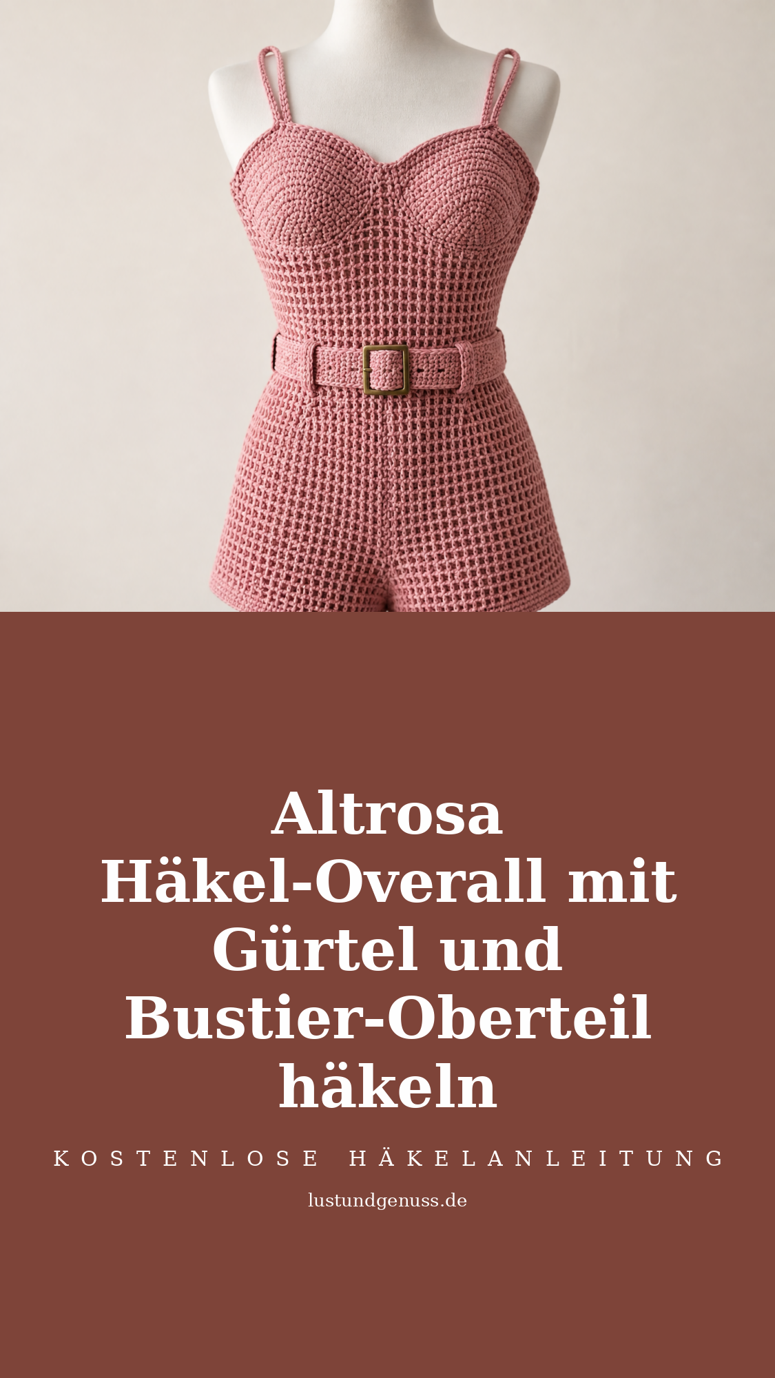 Altrosa Häkel-Overall mit Gürtel und Bustier-Oberteil häkeln