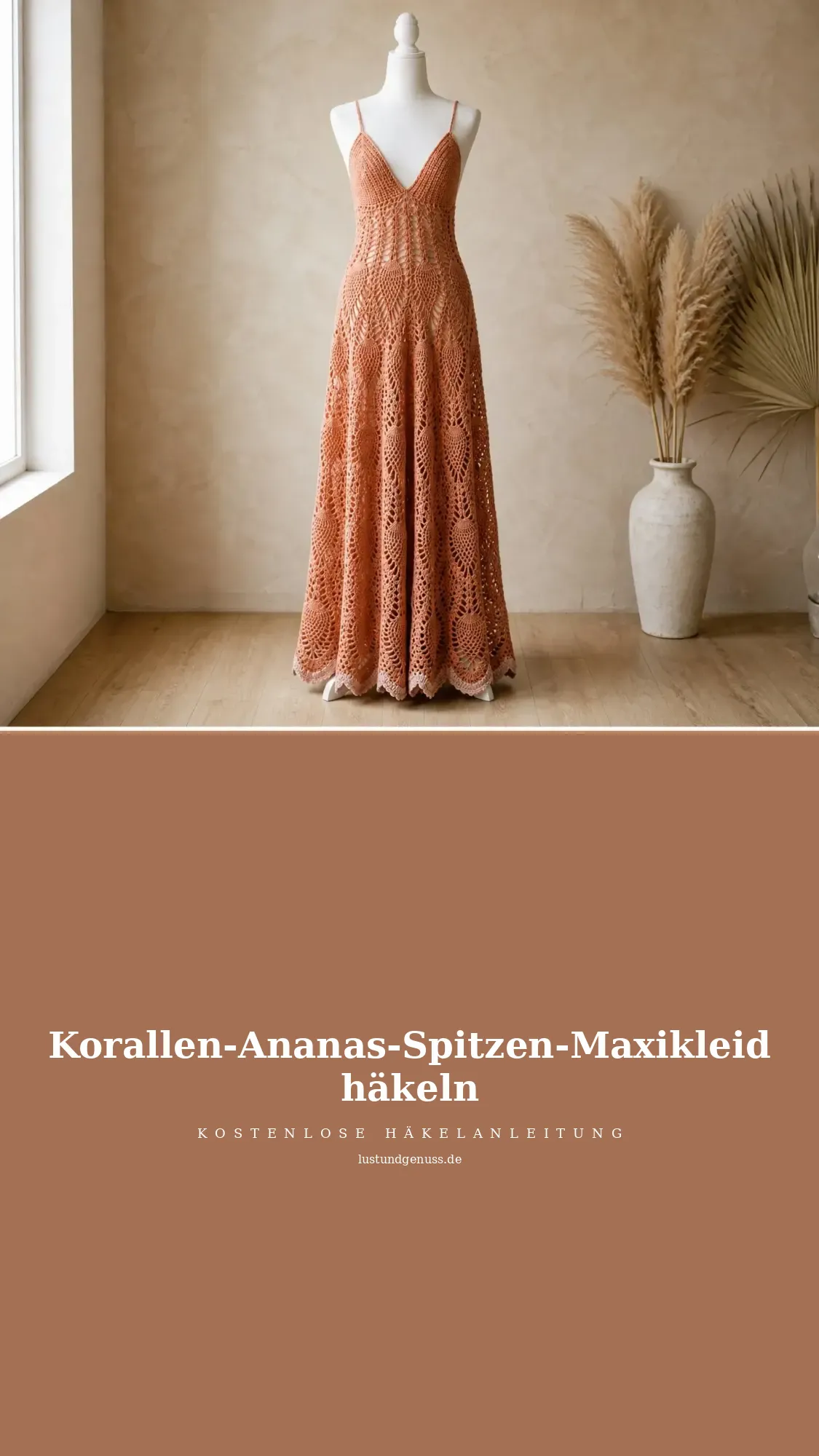 Korallen-Ananas-Spitzen-Maxikleid häkeln