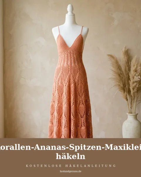 Korallen-Ananas-Spitzen-Maxikleid häkeln