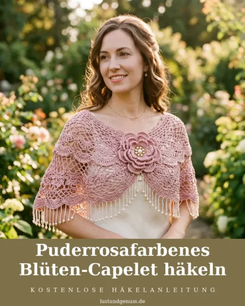 Puderrosafarbenes Blüten-Capelet häkeln