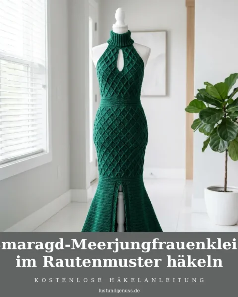Smaragd-Meerjungfrauenkleid im Rautenmuster häkeln