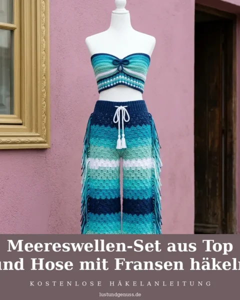 Meereswellen-Set aus Top und Hose mit Fransen häkeln
