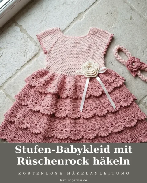 Stufen-Babykleid mit Rüschenrock häkeln