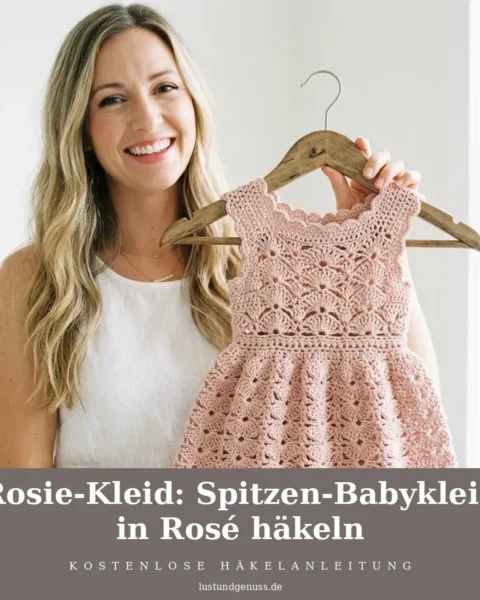 Rosie-Kleid: Spitzen-Babykleid in Rosé häkeln