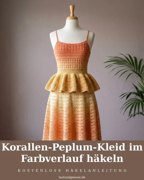 Korallen-Peplum-Kleid im Farbverlauf häkeln