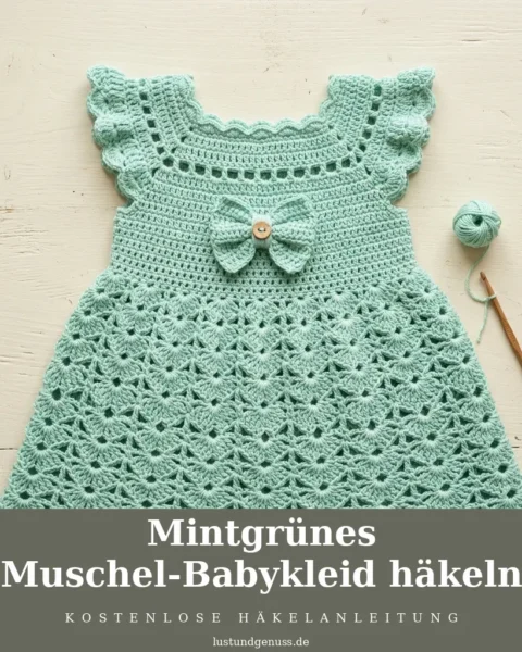 Mintgrünes Muschel-Babykleid häkeln