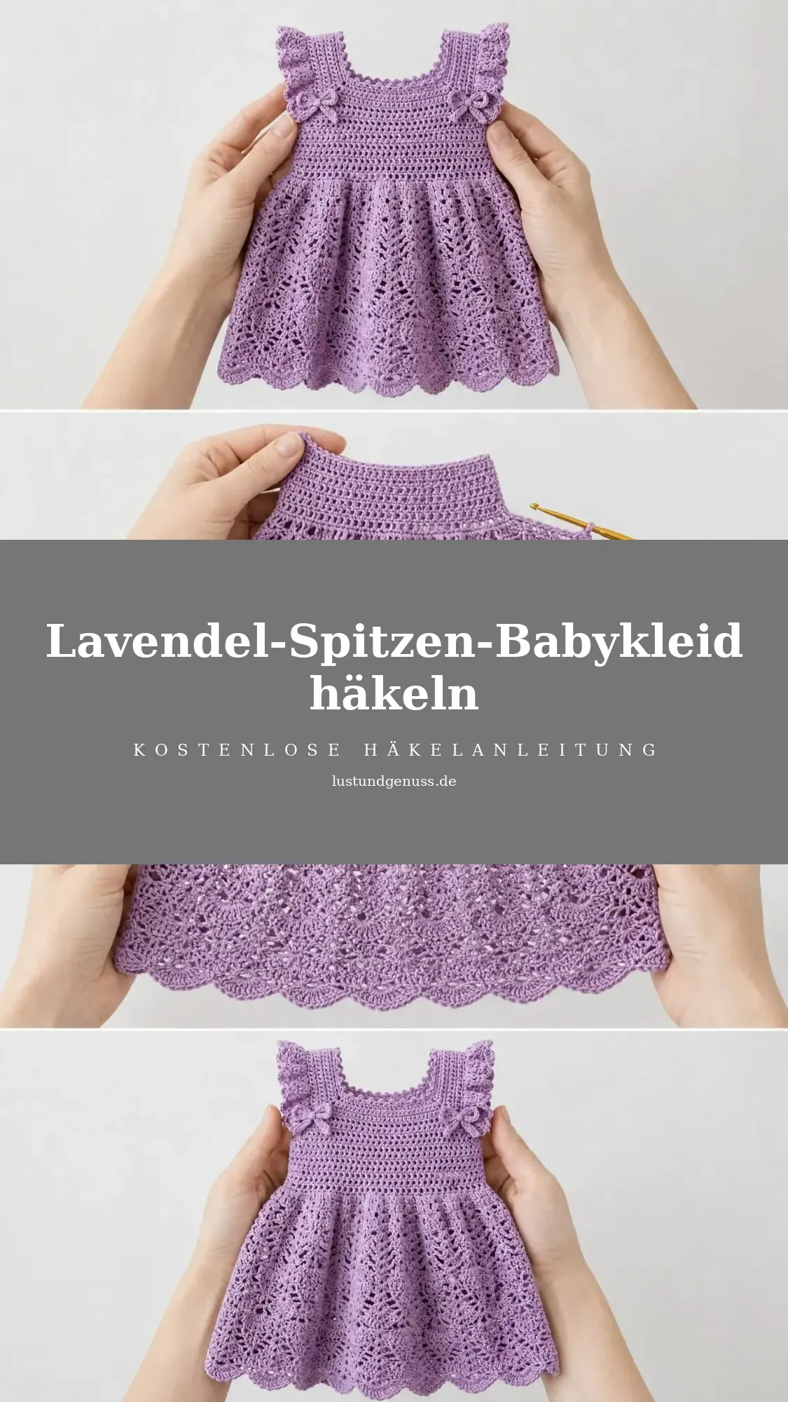 Lavendel-Spitzen-Babykleid häkeln