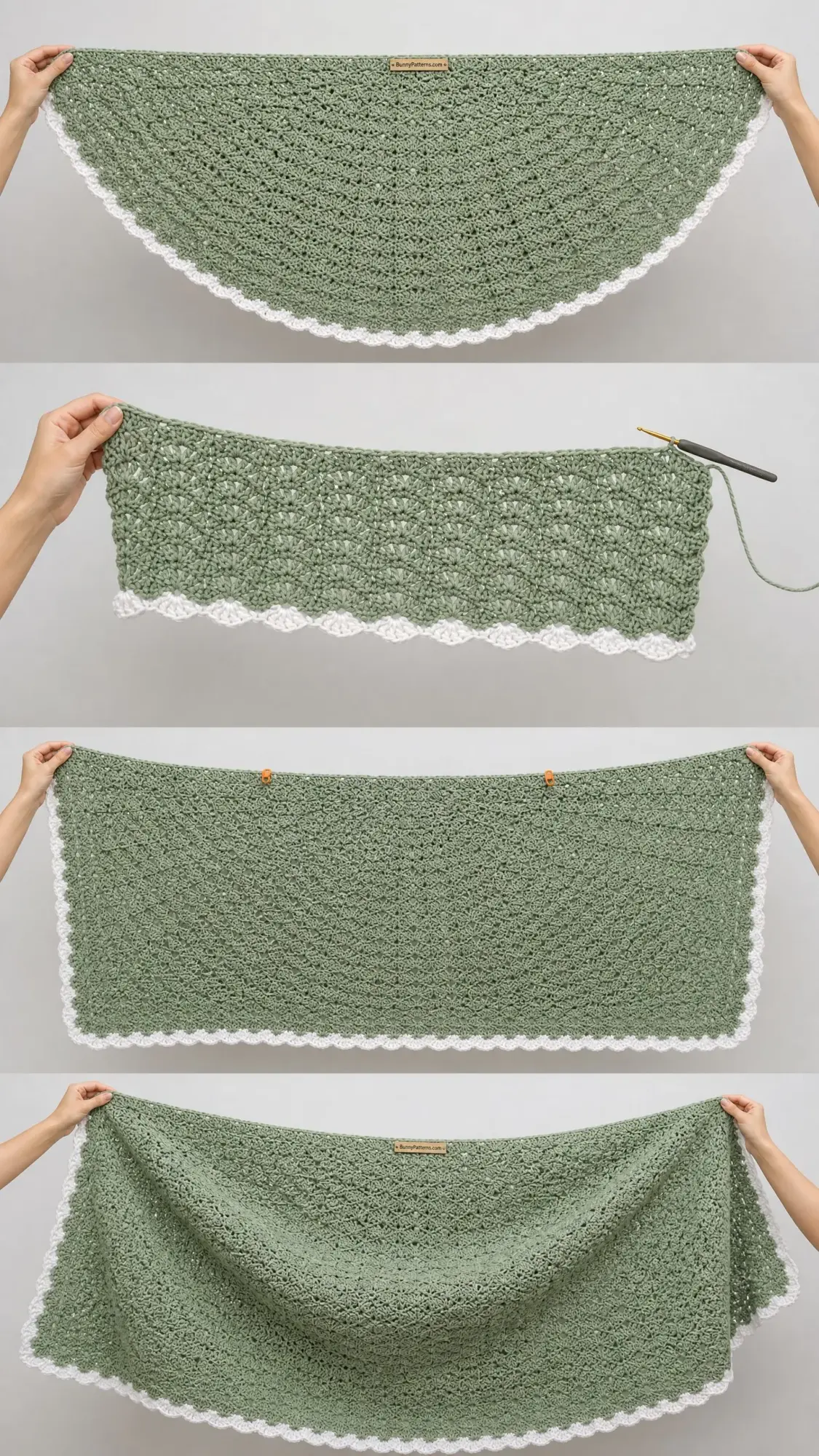 Sofa-Set mit Muschelmuster in Salbeigrün häkeln