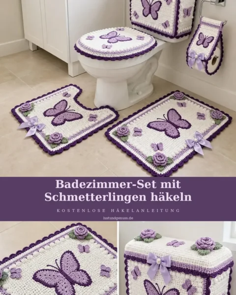Badezimmer-Set mit Schmetterlingen häkeln