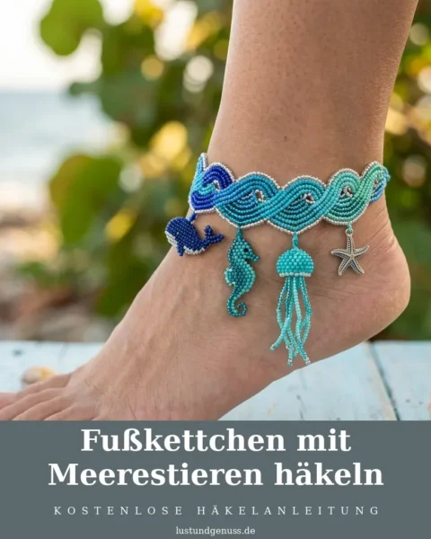 Fußkettchen mit Meerestieren häkeln