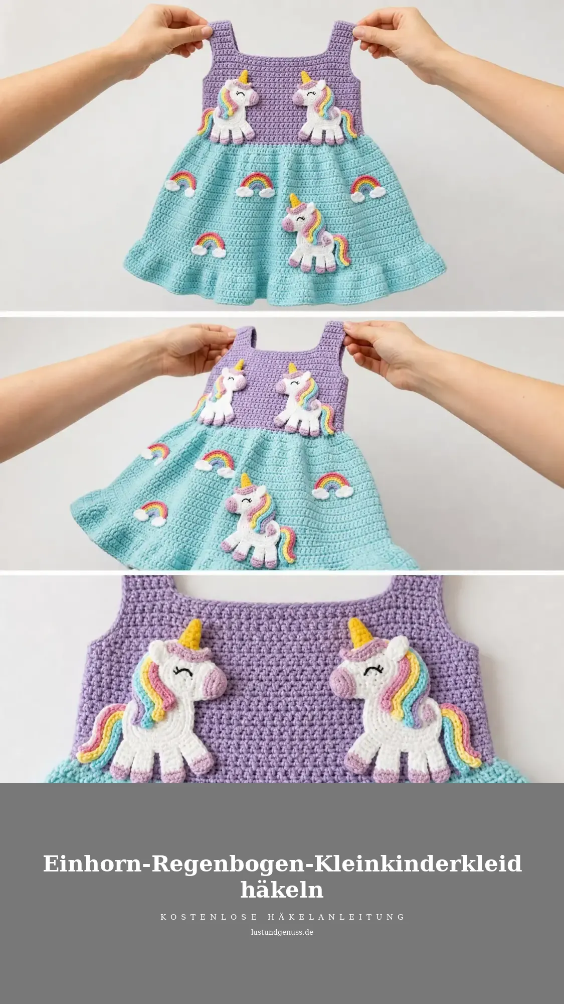 Einhorn-Regenbogen-Kleinkinderkleid häkeln