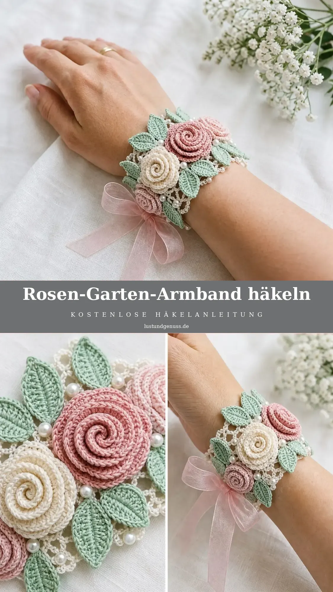 Rosen-Garten-Armband häkeln