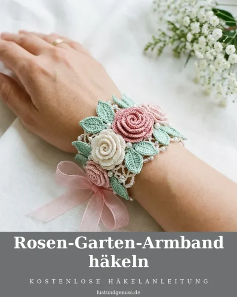 Rosen-Garten-Armband häkeln