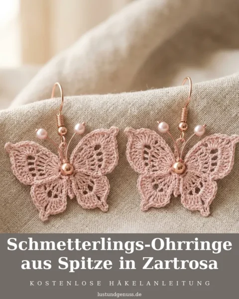 Schmetterlings-Ohrringe aus Spitze in Zartrosa