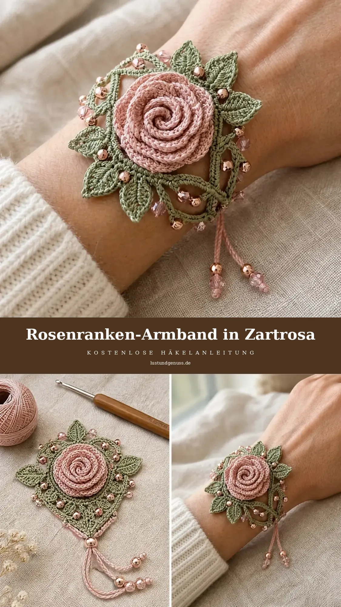 Rosenranken-Armband in Zartrosa