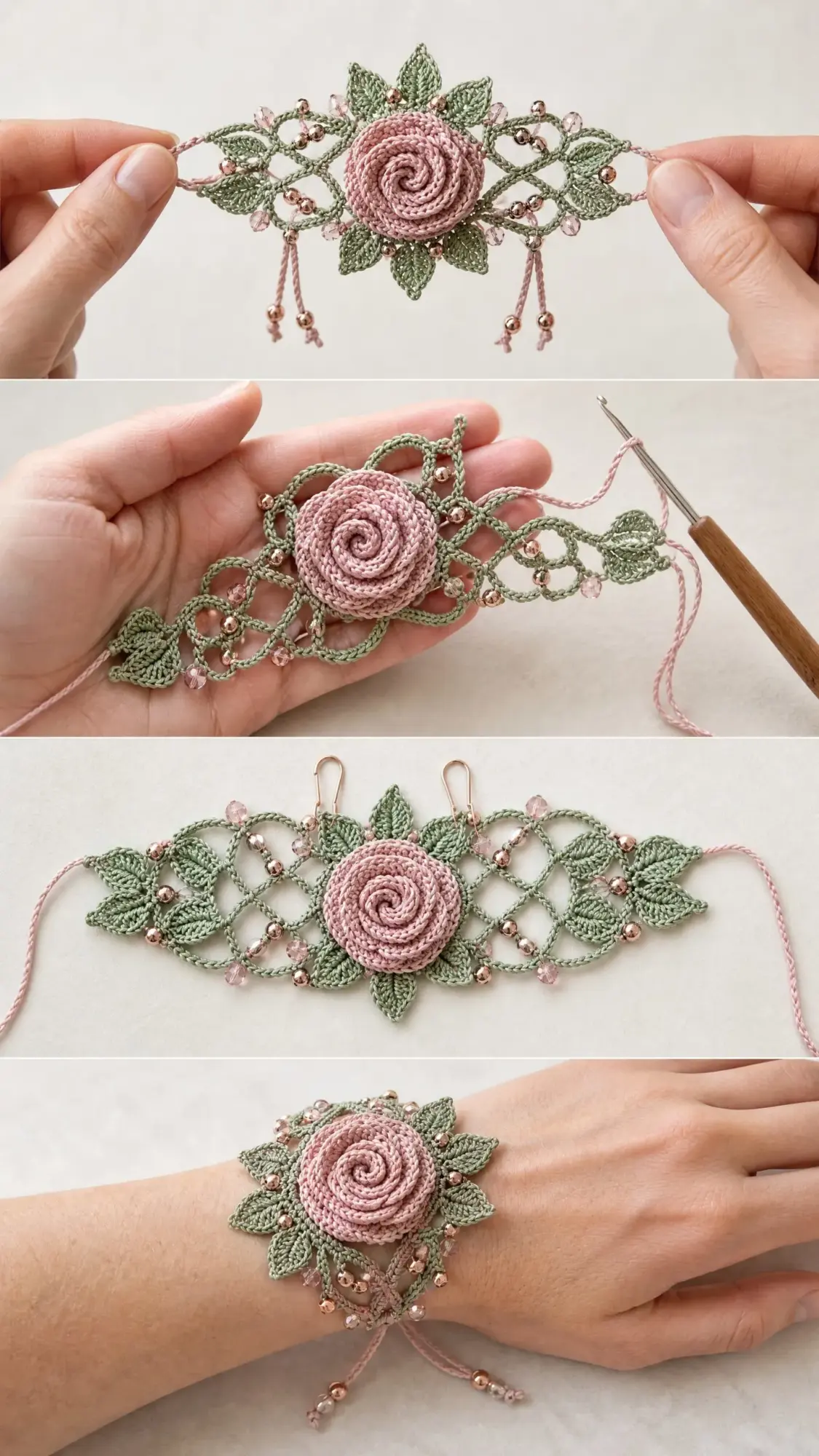 Rosenranken-Armband in Zartrosa