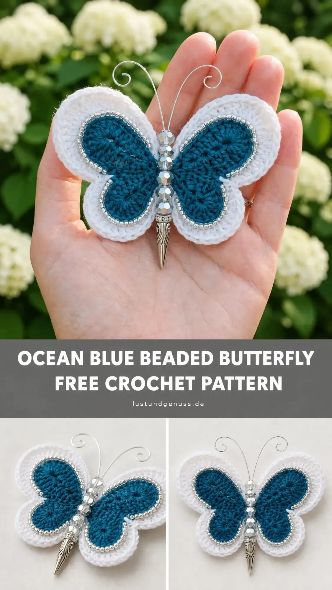 Perlenschmetterling in Ozeanblau