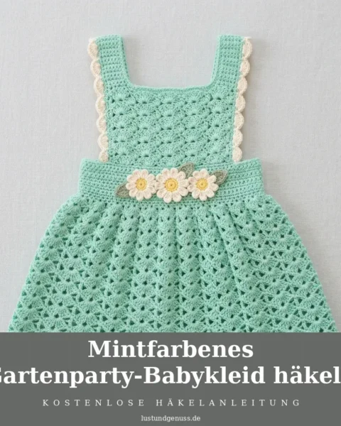 Mintfarbenes Gartenparty-Babykleid häkeln
