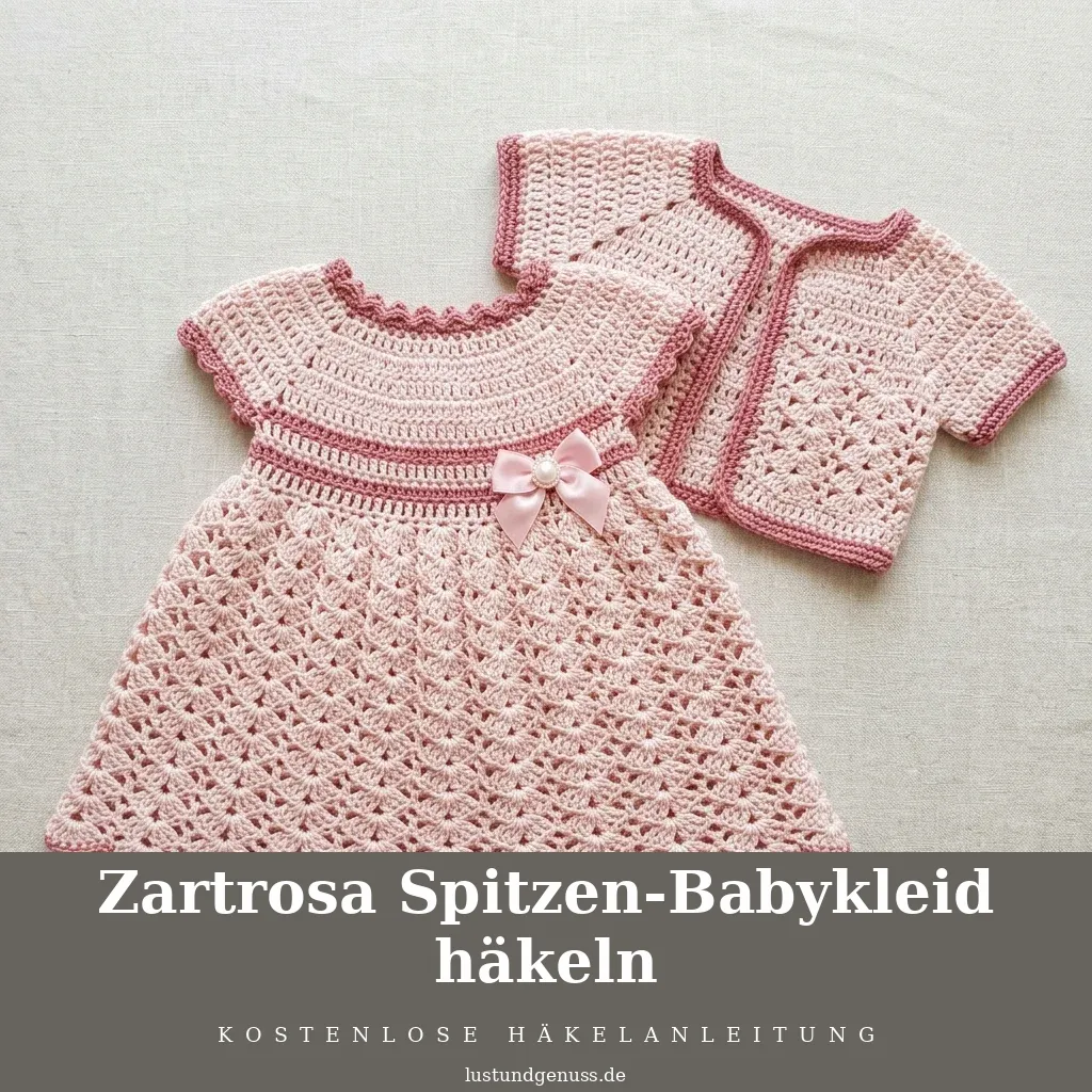 Zartrosa Spitzen-Babykleid häkeln