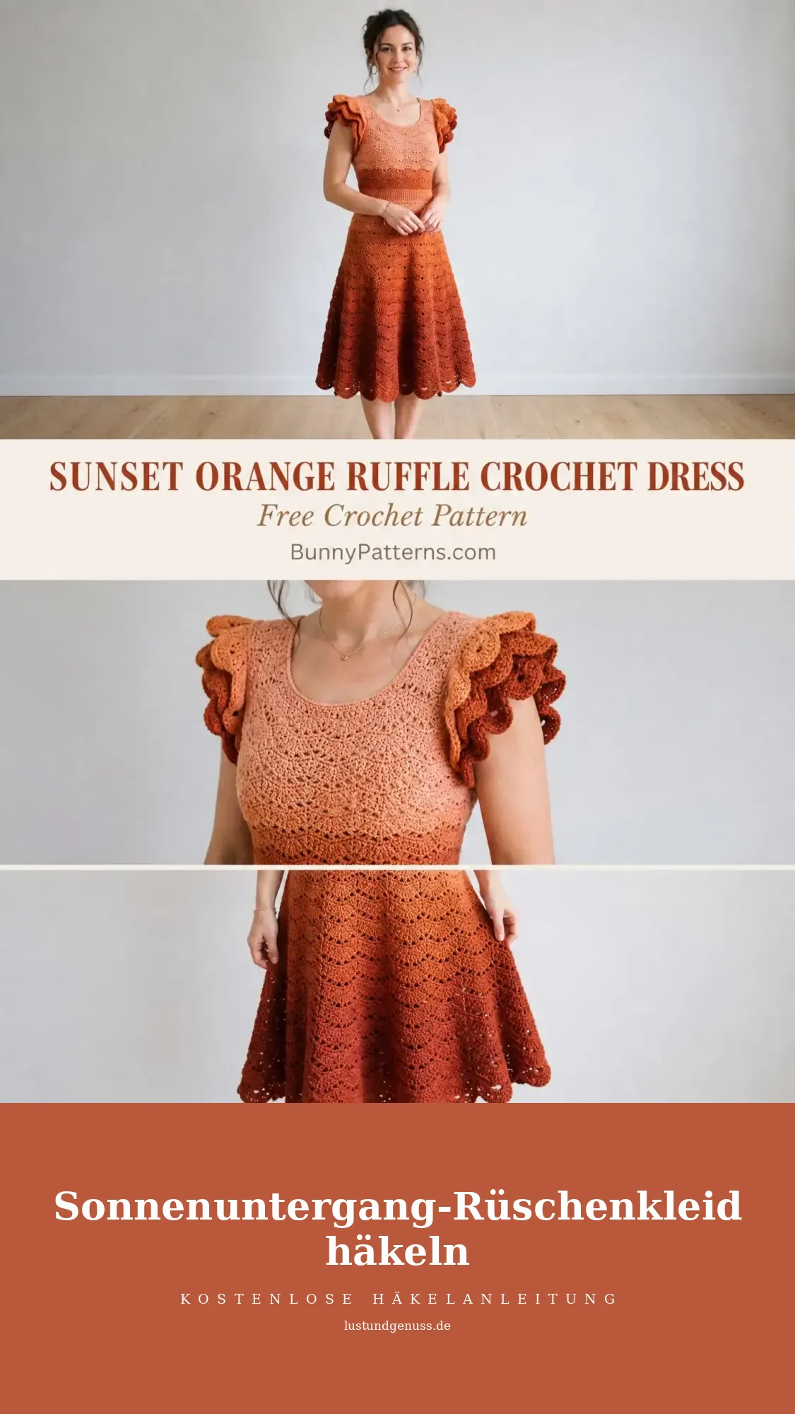 Sonnenuntergang-Rüschenkleid häkeln
