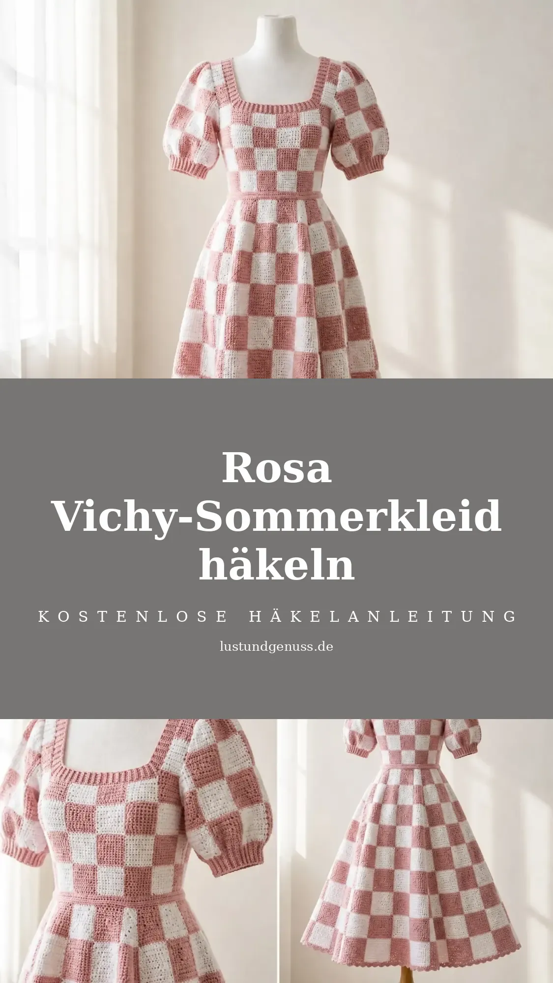 Rosa Vichy-Sommerkleid häkeln