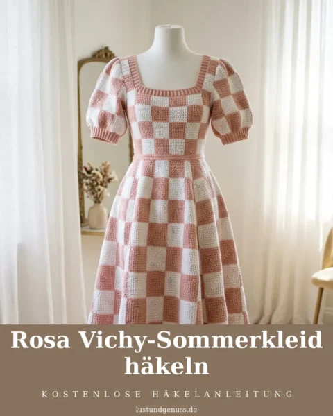 Rosa Vichy-Sommerkleid häkeln