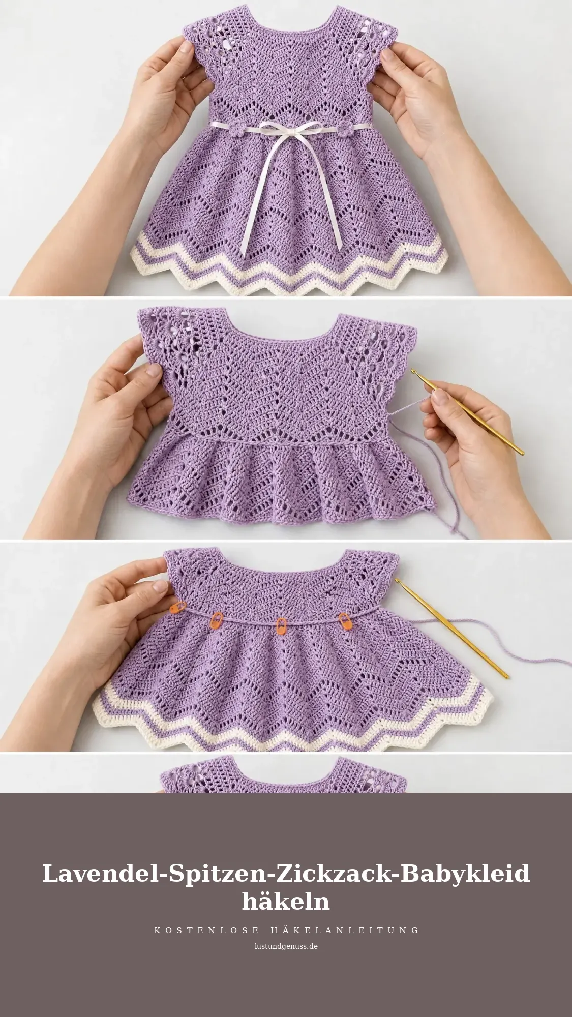 Lavendel-Spitzen-Zickzack-Babykleid häkeln