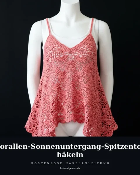 Korallen-Sonnenuntergang-Spitzentop häkeln