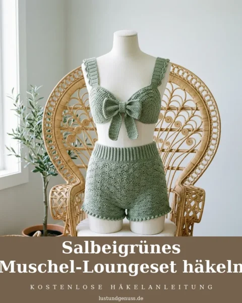 Salbeigrünes Muschel-Loungeset häkeln