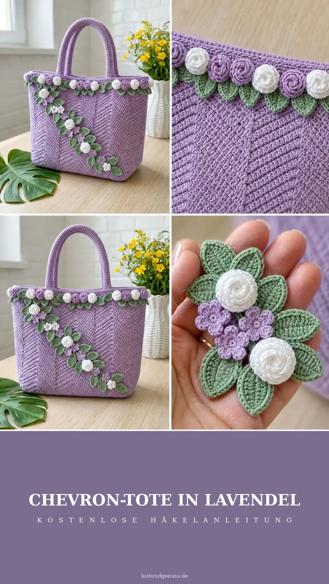 Chevron-Tote in Lavendel häkeln