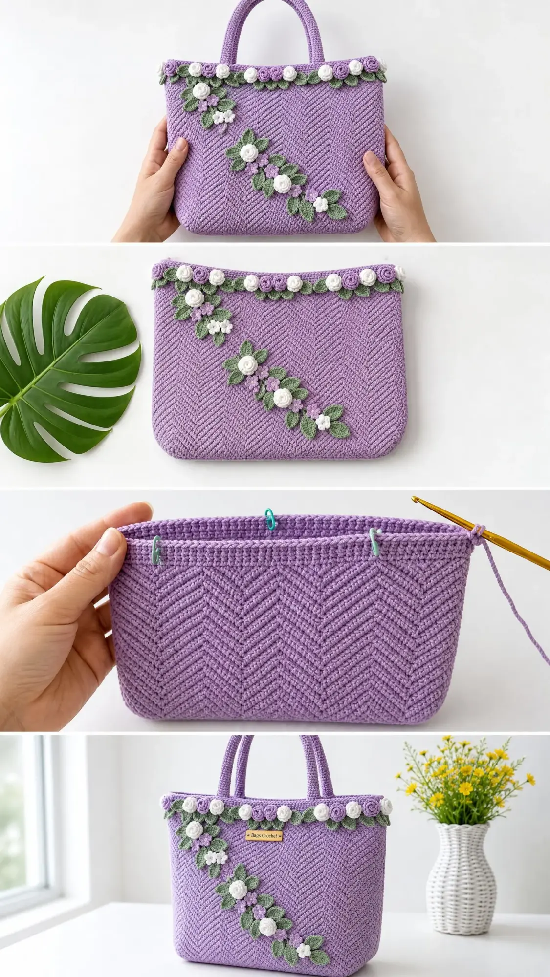 Chevron-Tote in Lavendel häkeln