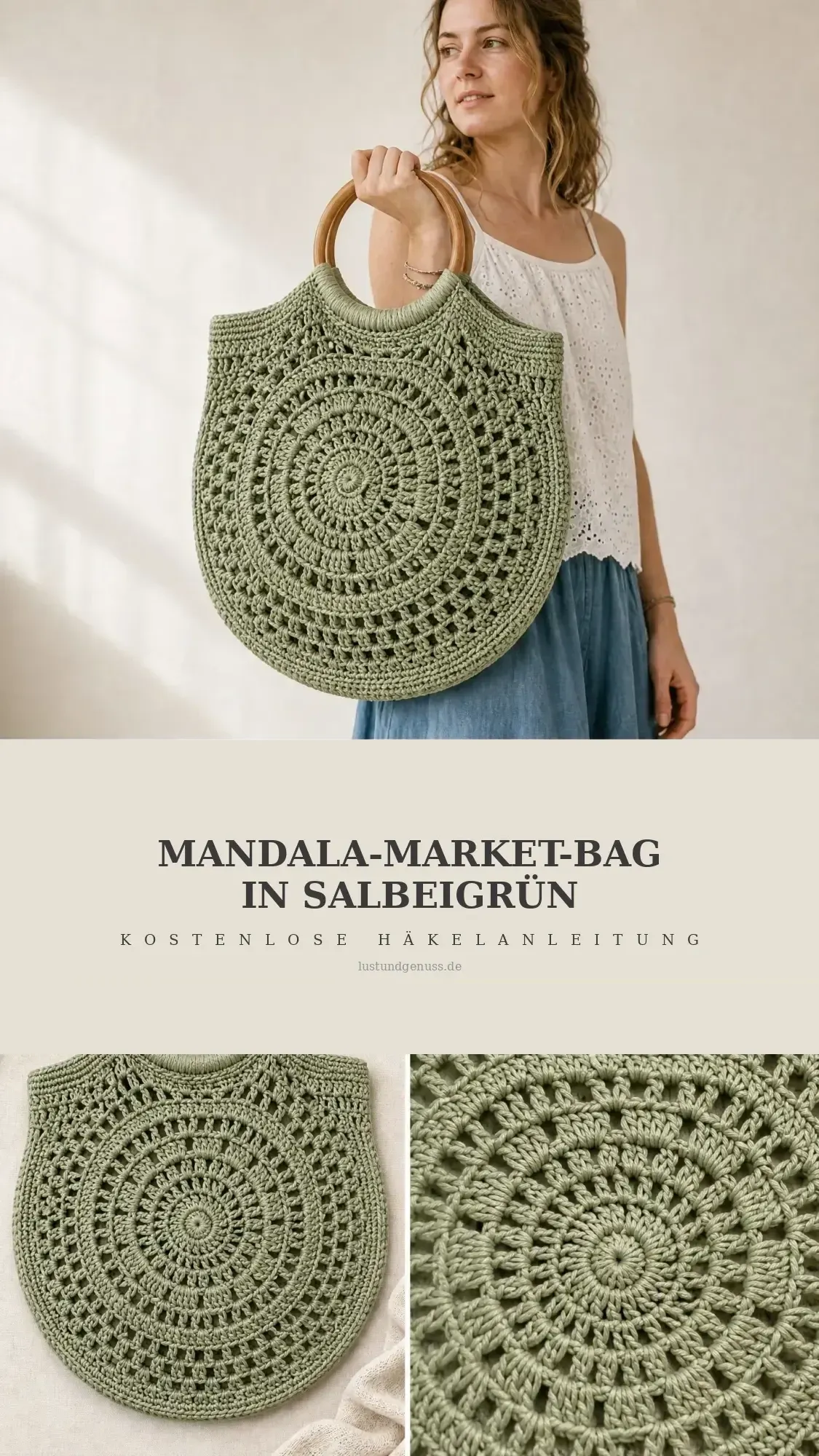 Mandala-Market-Bag in Salbeigrün häkeln