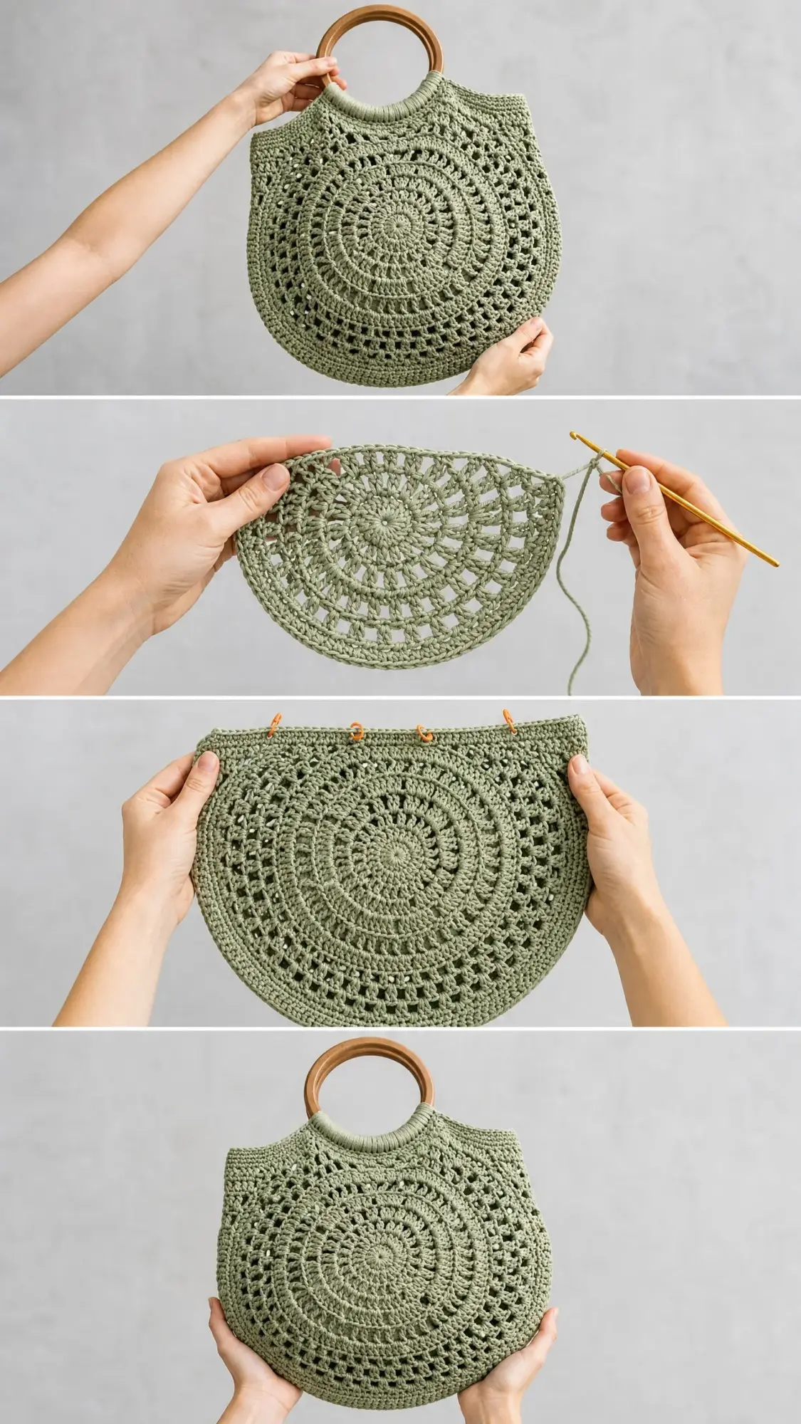 Mandala-Market-Bag in Salbeigrün häkeln