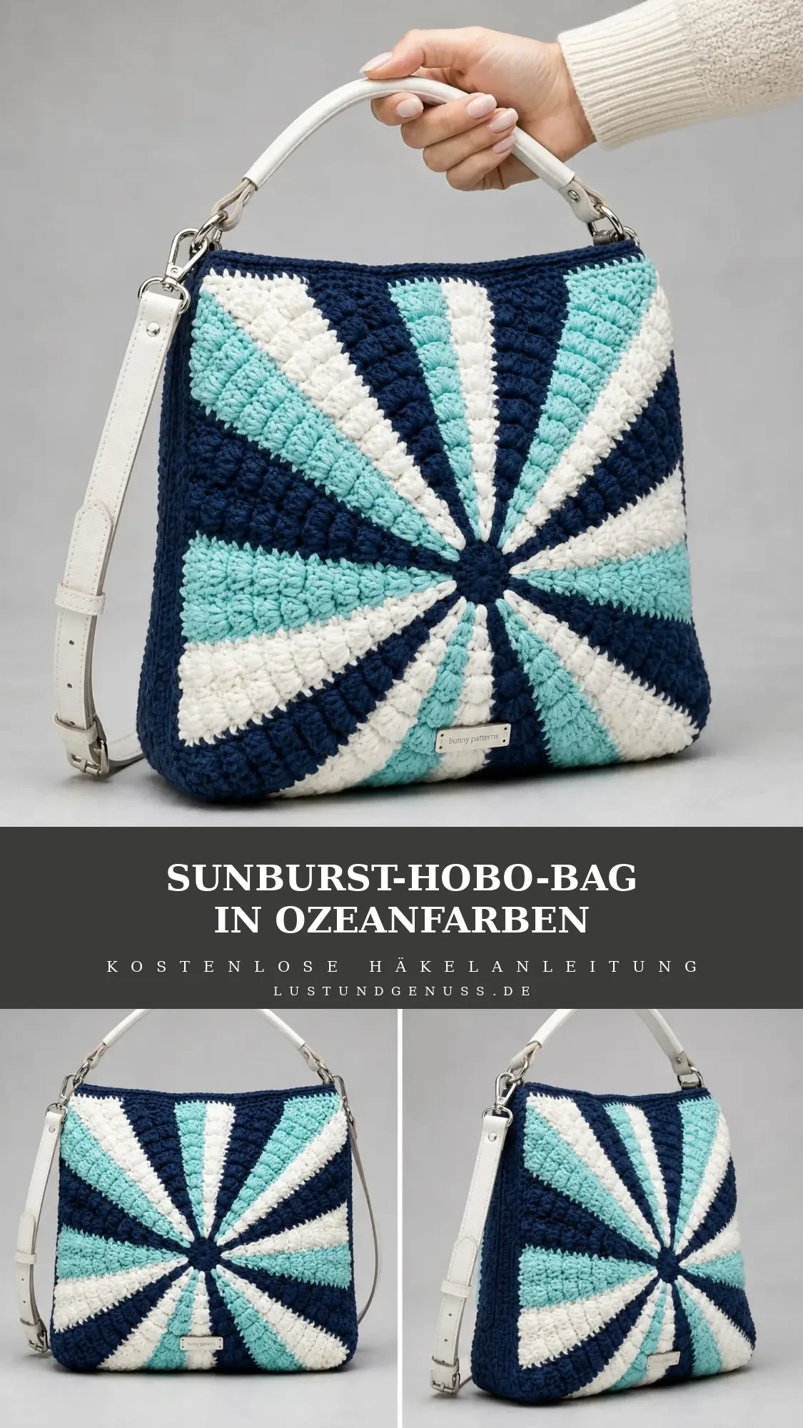 Sunburst-Hobo-Bag in Ozeanfarben häkeln