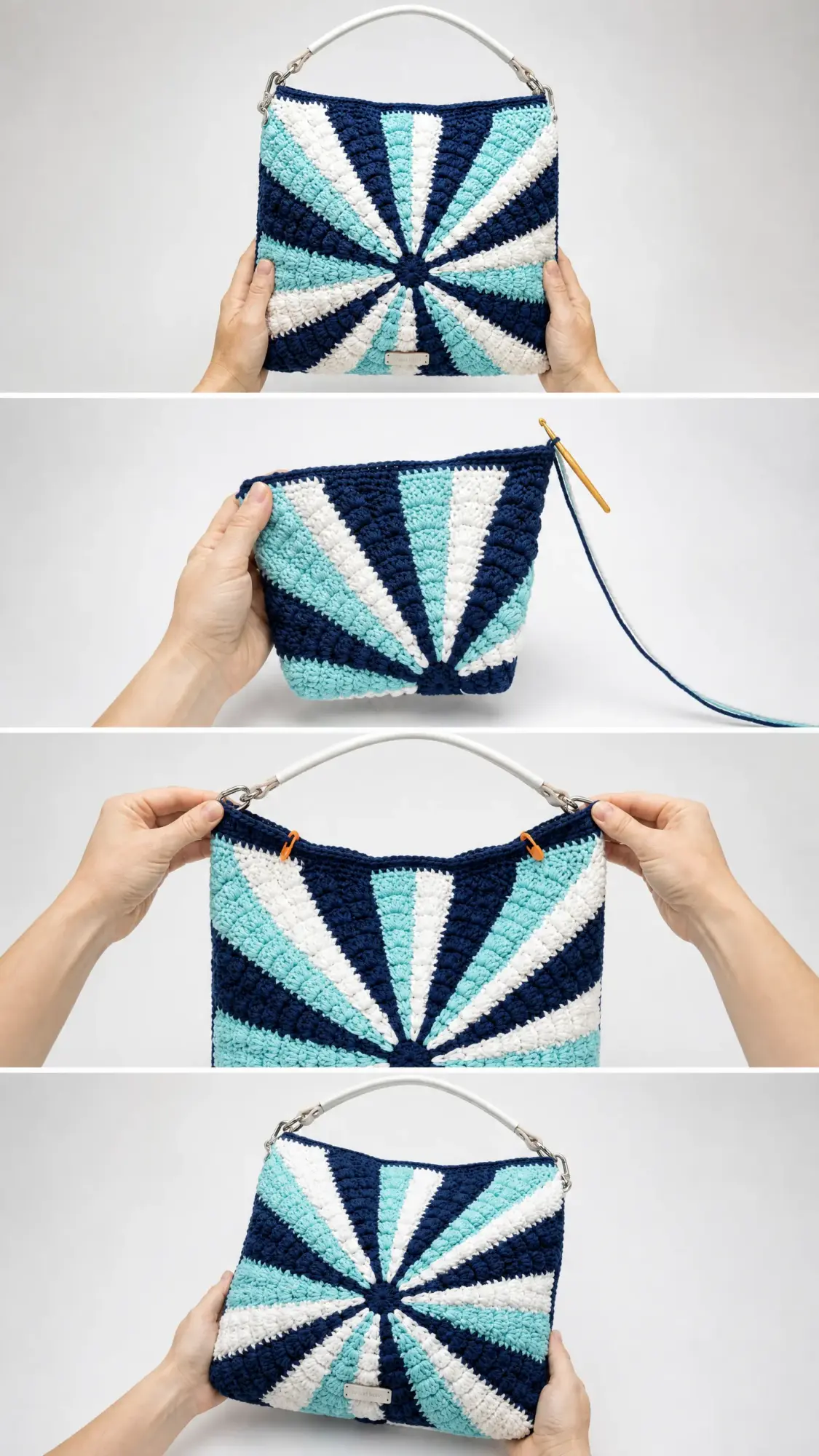 Sunburst-Hobo-Bag in Ozeanfarben häkeln