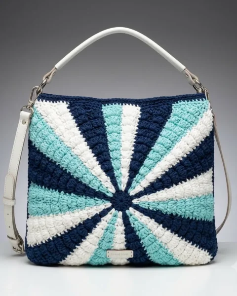 Sunburst-Hobo-Bag in Ozeanfarben häkeln
