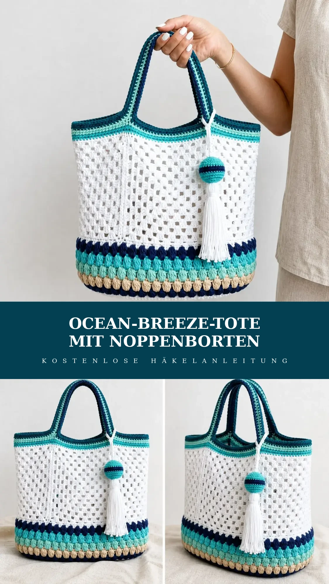 Ocean-Breeze-Tote mit Noppenborte häkeln