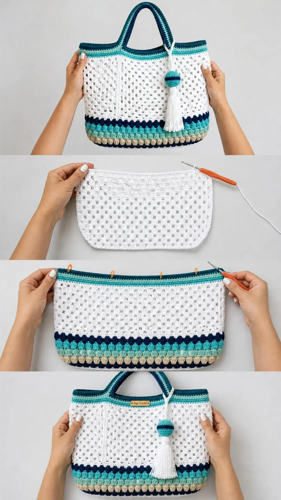Ocean-Breeze-Tote mit Noppenborte häkeln
