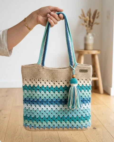 Ocean-Breeze-Tote mit Farbverlauf häkeln