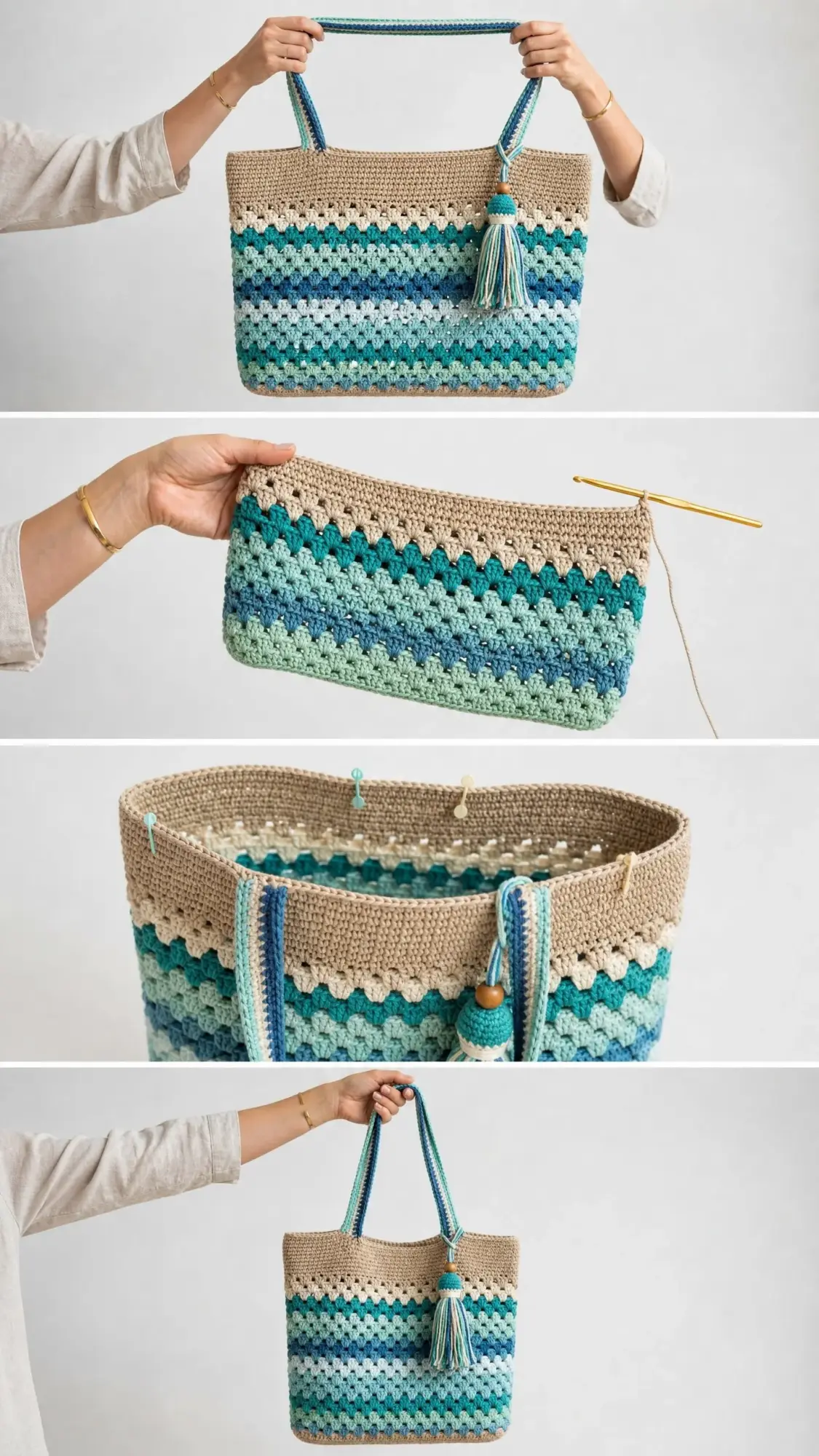 Ocean-Breeze-Tote mit Farbverlauf häkeln