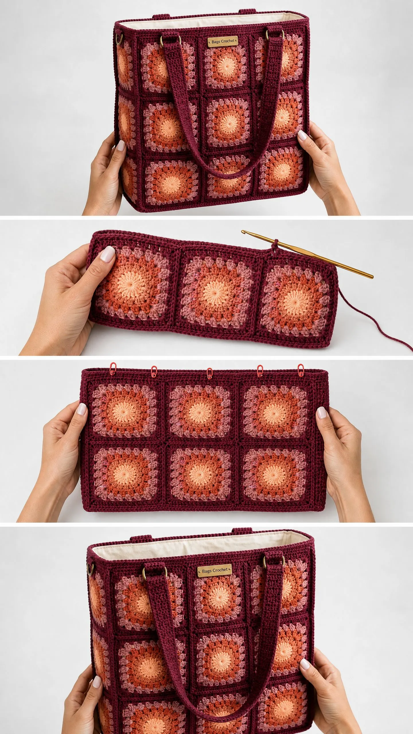 Granny-Square-Tasche in Sunset-Ombre häkeln