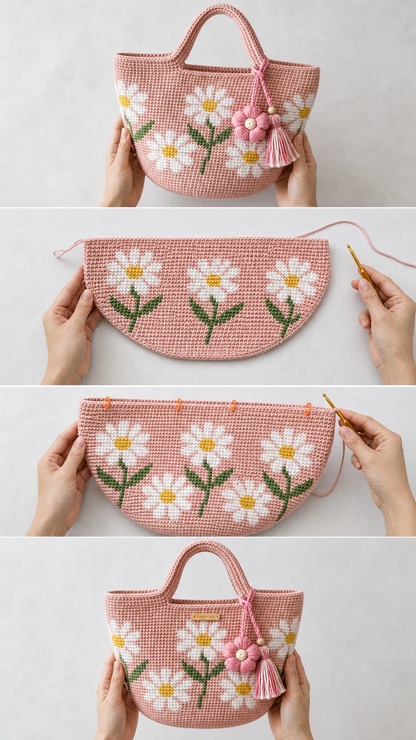 Gänseblümchen-Tote in Blush-Rosa häkeln
