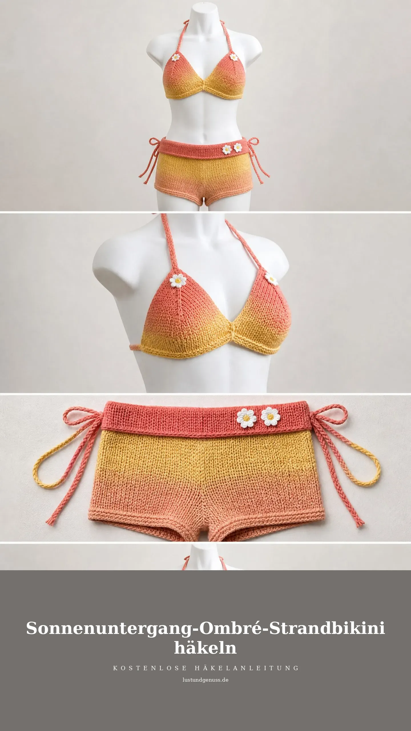 Sonnenuntergang-Ombré-Strandbikini häkeln