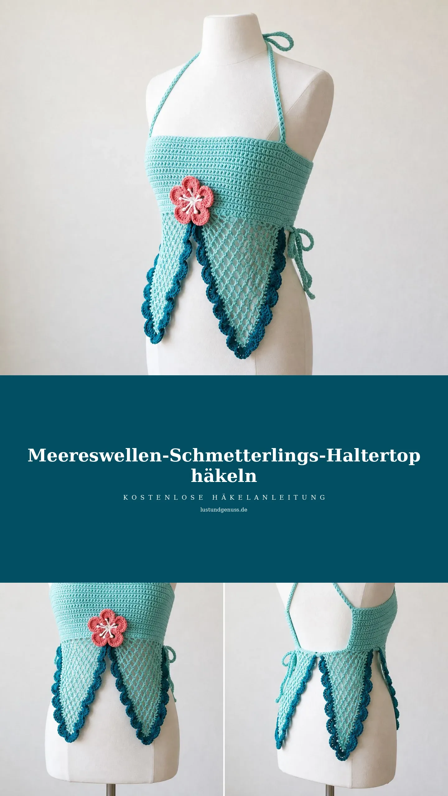 Meereswellen-Schmetterlings-Haltertop häkeln