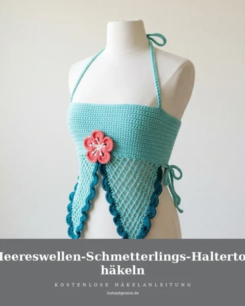 Meereswellen-Schmetterlings-Haltertop häkeln